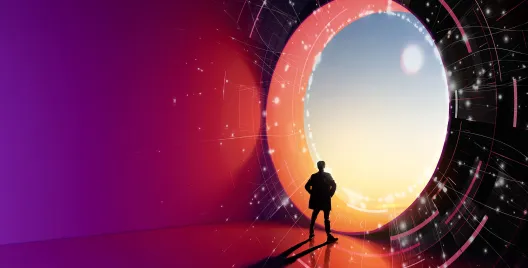 man looking into space image